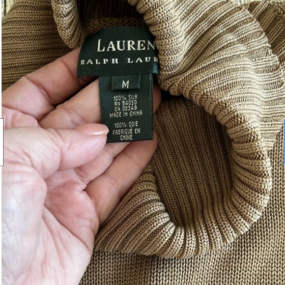 Lauren Ralph Lauren Silk Sleeveless Turtleneck Sweater - Picture 3 of 5